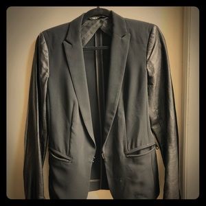 Black Rag & Bone blazer with lamb leather sleeves